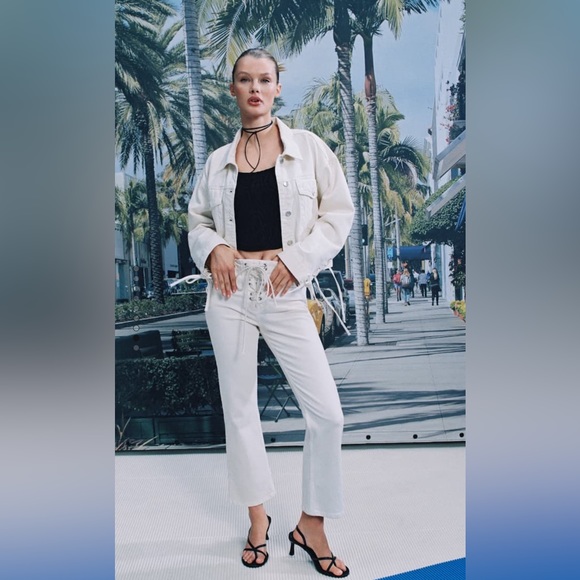 Mango Ecru Straight Jeans with Drawstring - Picture 8 of 8